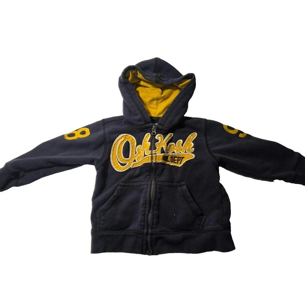 Osh Kosh B'Gosh Hoodie Boy's Size 3 Toddler Zip-Up Hooded Lined Pockets